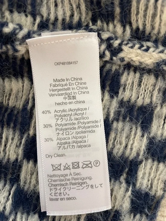 Madewell Navy and Cream Checkered Sweater Alpaca Blend Crewneck ~ SMALL - Picture 5 of 7